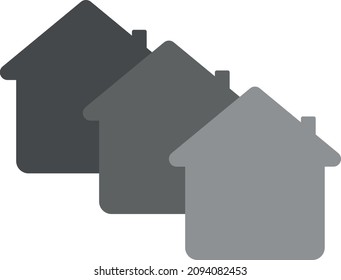 Housing market vector illustration. 3 house silhouettes in diagonal line. Simply design property icon.