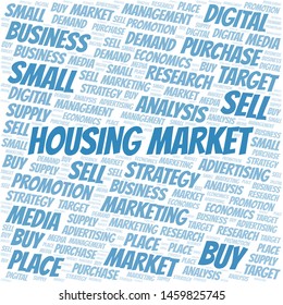 Housing Market word cloud. Vector made with text only