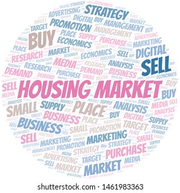 Housing Market word cloud. Vector made with text only