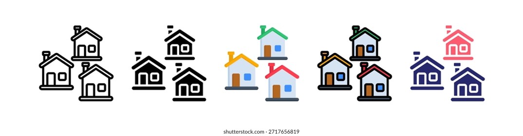 Vivienda múltiple del estilo del conjunto de iconos Colección..