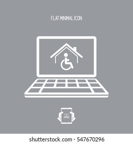 Housing online services for disabled - Vector flat icon