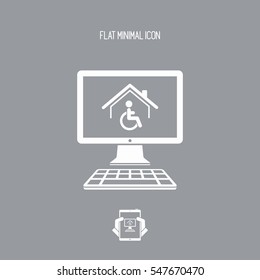 Housing online services for disabled - Vector flat icon