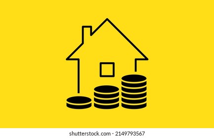 Housing Payments. Mortgage Loan Concept, Purchase House, Home Ownership, Bank Down Payment, Long Term Interest Rate, Household Expenses, Vector Logo, Icon