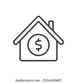 Housing prices, icon in line design. Housing, prices, market, real, estate, cost, investment on white background vector. Housing prices editable stroke icon