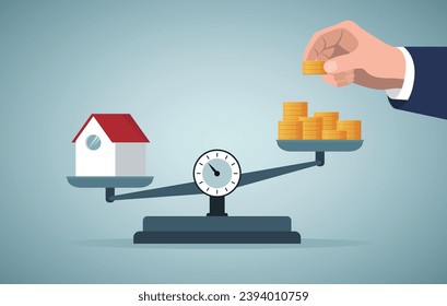 Housing prices rise, finance and banking about house concept, investment ideas about real estate.house loan, housing price.