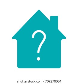 Housing problems glyph color icon. House with question mark inside. Silhouette symbol on white background. Negative space. Vector illustration