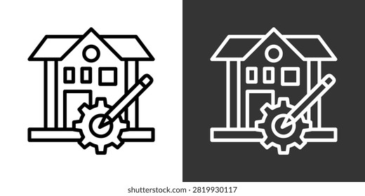 Housing Project Black And White Multiple Style Icon Set Collection Pack Vector Illustration