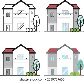 housing property suburban set of strokes and fill