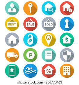 Housing and real estate  flat color icons.  