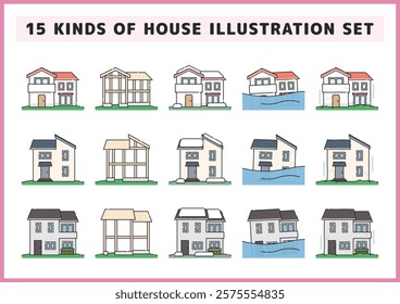 Housing and real estate related illustrations set