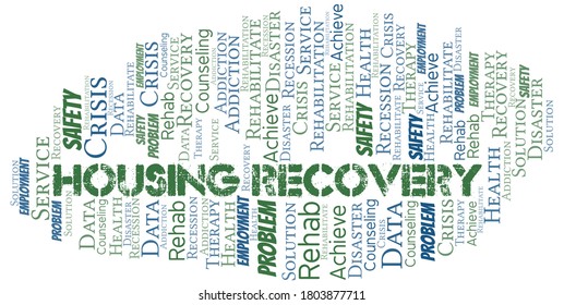 Housing Recovery vector word cloud, made with text only.