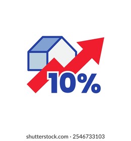 Inflação do aluguel de moradia, aumento percentual no custo de aluguel e design do conceito de preço de propriedade. Elementos gráficos para páginas de interface do usuário, infográficos, ícones, etc