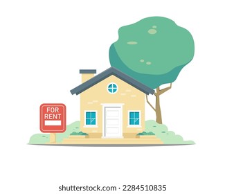 Housing for rent on isolated background, Digital marketing illustration.