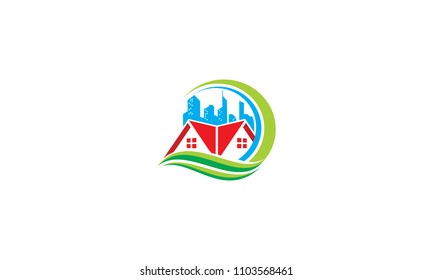 housing skyline greening logo vector