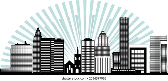 houston american city skyline illustration