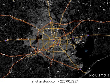 Houston Beautiful HD Map Vector