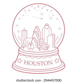 Houston Christmas Snow Globe Vector Illustration