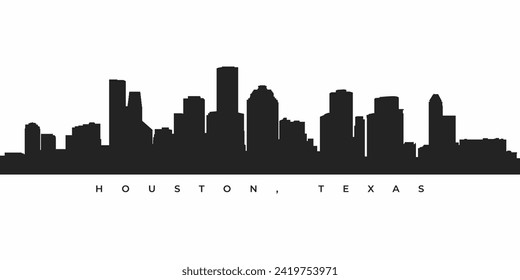 Houston city skyline silhouette illustration. Texas cityscape in black and white vector