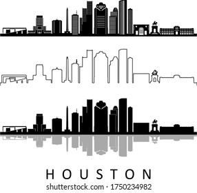 Houston City Texas Skyline Silhouette Cityscape Stock Vector (Royalty ...