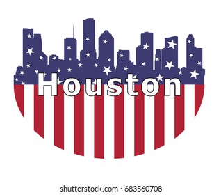 Houston City And USA Flag 