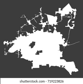 Houston City white map on black background illustration