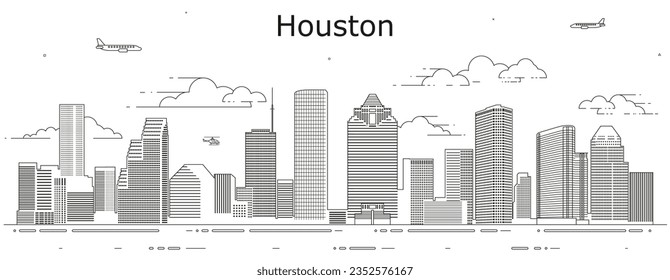 Houston cityscape line art vector illustration