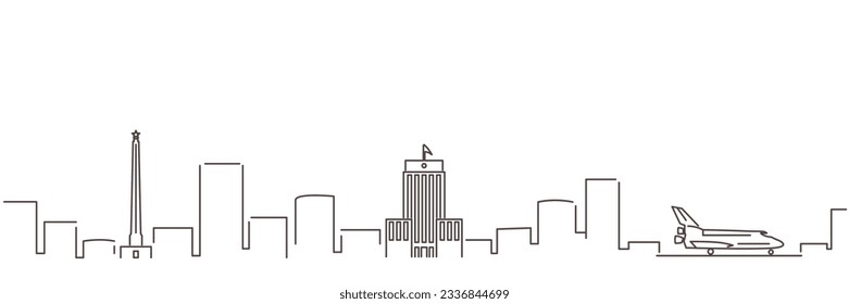 Houston Dark Line Simple Minimalist Skyline With White Background