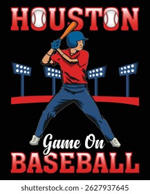 Houston game on baseball t shirt design