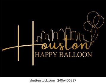 Vector del logotipo del globo aerostático Happy de Houston