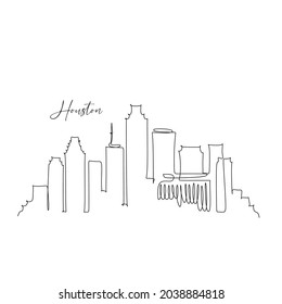 Houston line art vector. Minimal Houston City Linear Skyline with Typographic Design