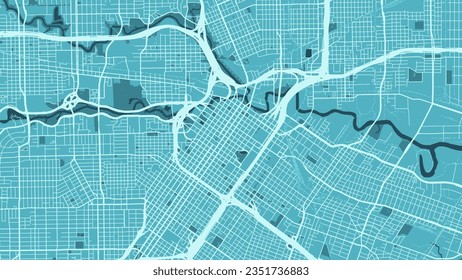 Mapa de Houston, afiche de mapa de calles azul de la ciudad de Estados Unidos