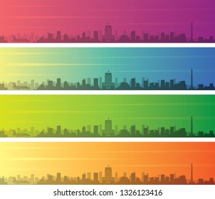 Houston Multiple Color Gradient Skyline Banner
