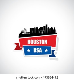 Houston ribbon banner - vector illustration