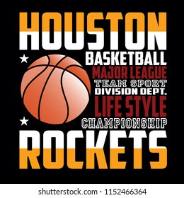 Houston rockets bassketball design images vector illustration for t shirt