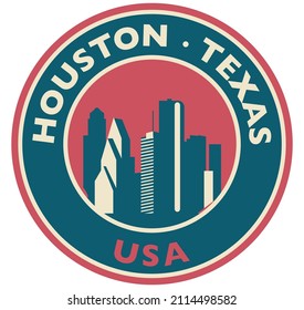 Houston Round Skyline Vector Illustration