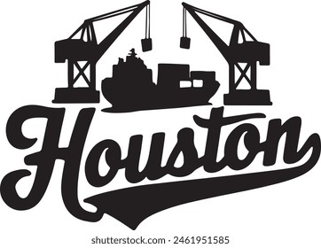 Houston Ship Silhouette Vector Illustration