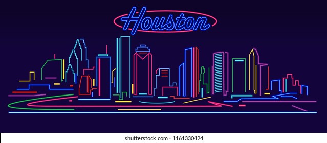 Houston Skyline By Night