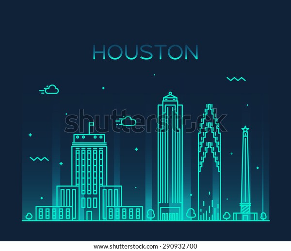 Houston Skyline Detailed Silhouette Trendy Vector Stock Vector (Royalty ...