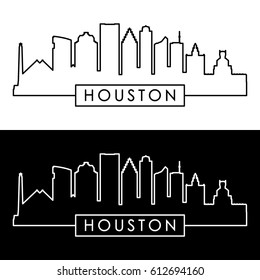 Houston skyline. Linear style. Editable vector file.