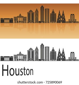 Houston skyline in orange background in editable vector file