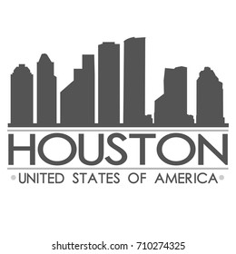 Houston Skyline Silhouette Design City Vector Art