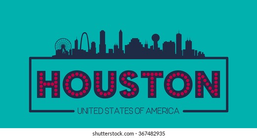 Houston skyline silhouette poster vector design illustration