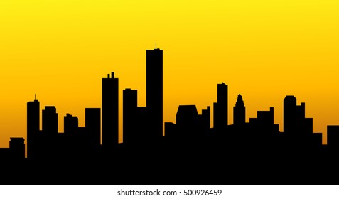 Houston Sunset Skyline - Vector