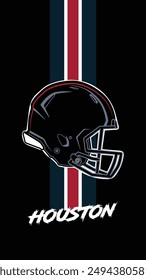 Houston Team Colored Football helmets Stripes Black Background