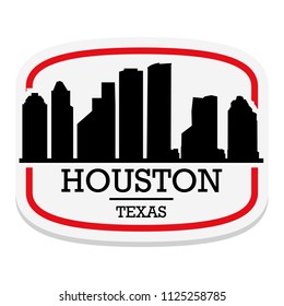 Houston Texas  Label Stamp Icon Skyline City Design Tourism.