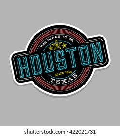 houston, texas  linear emblem design for t shirts and stickers