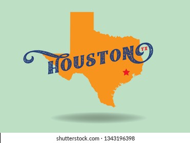 Houston Texas map logo design concept, Vector EPS 10