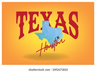 Houston Texas with Map Vector eps 10.