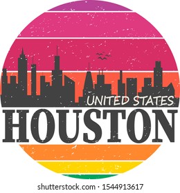 Houston Texas Skyline Souvenir Travel Vector Art Design Tourism