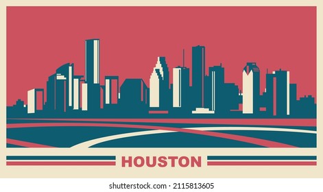 Houston Texas skyline vector illustration